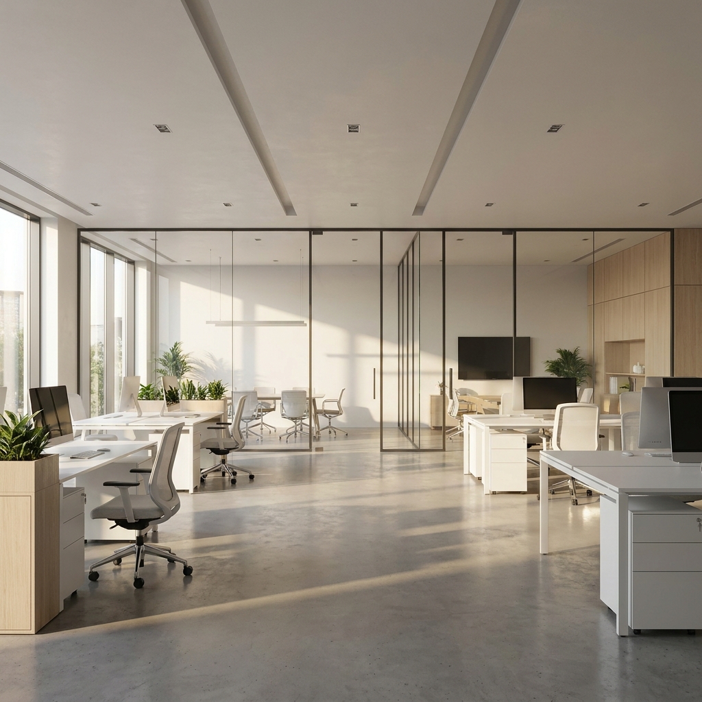Modern office workspace in a managed commercial property