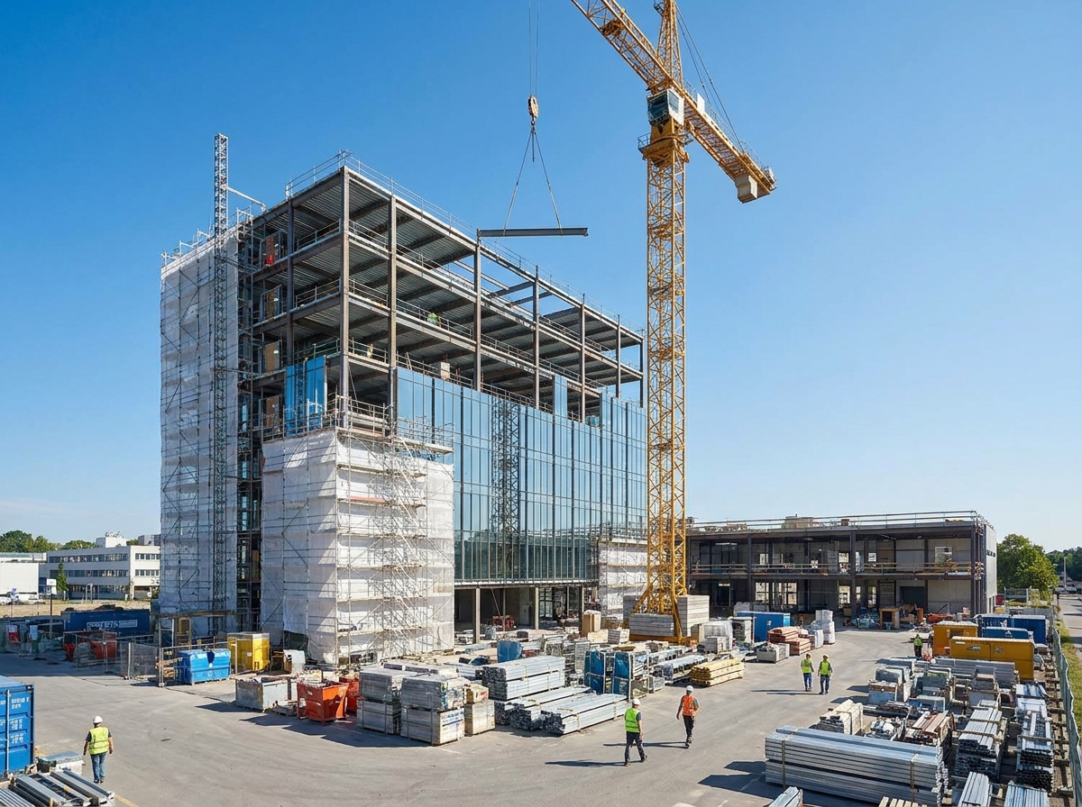 Construction site under active project management